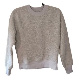 Everlane Renew Fleece Sherpa Crewneck Raglan Sweatshirt Bone Off White Cream